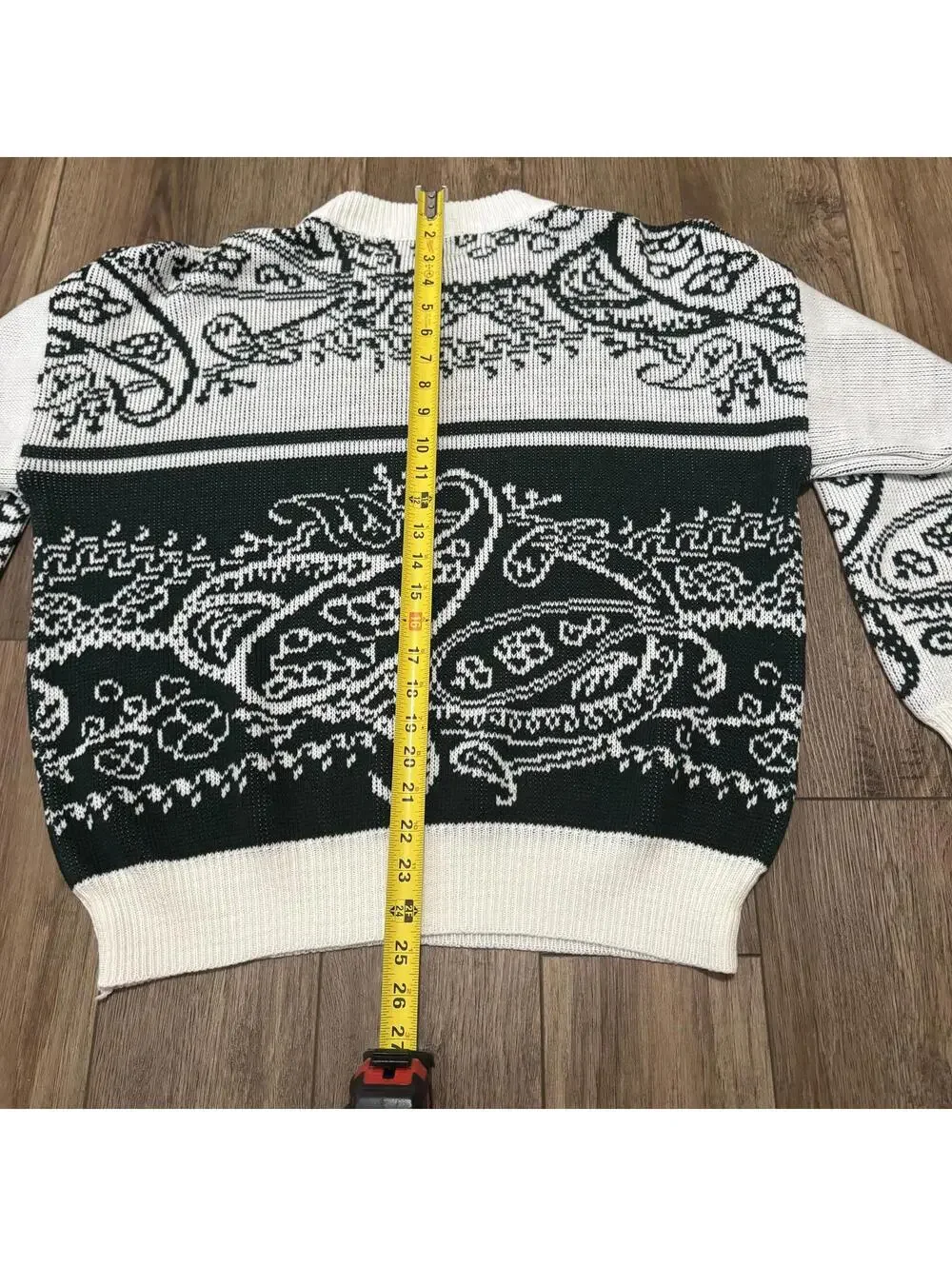 Vtg 80s Uniform Code Paisley Knit Crewneck Sweater L